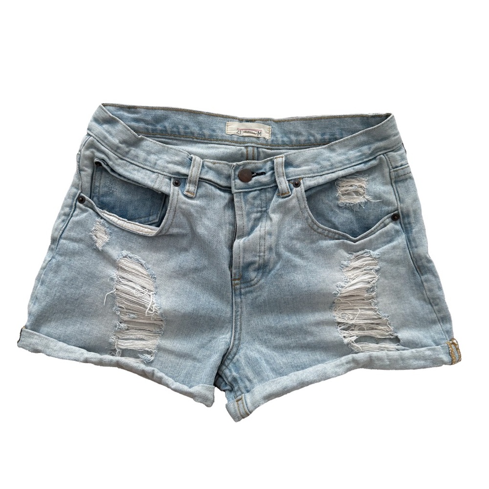 Light Blue Distressed Jean Shorts